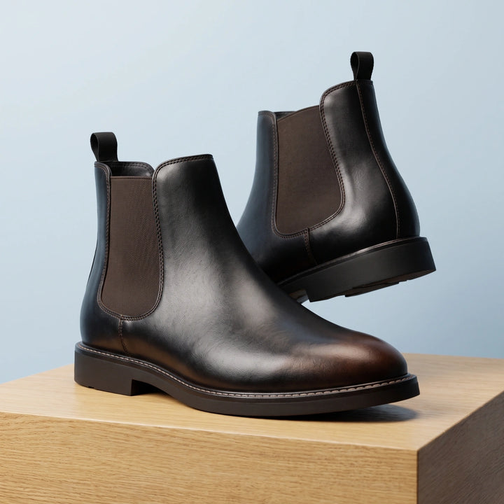 Abelard Waterproof Leather Look Chelsea Boots - Black