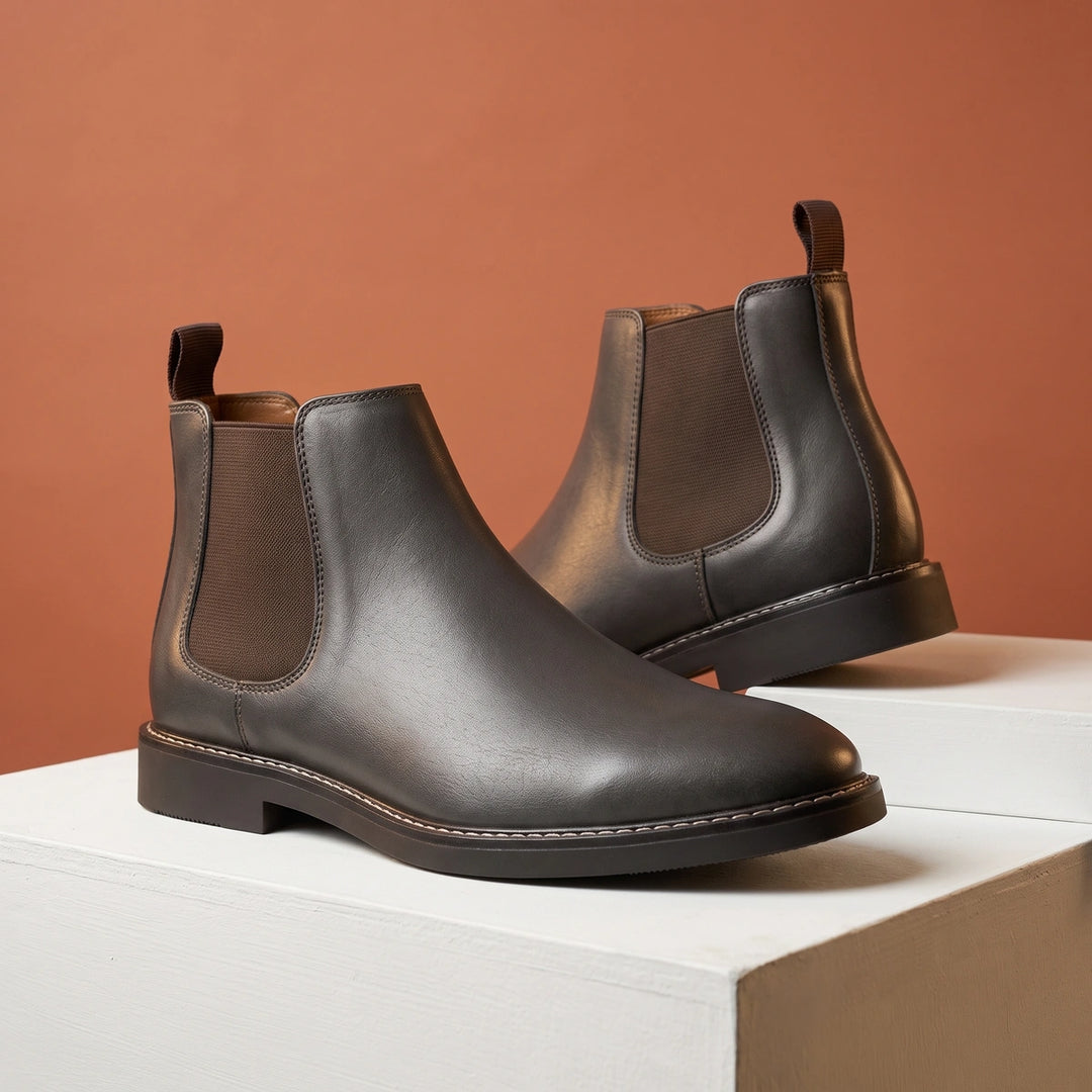 Abelard Waterproof Leather Look Chelsea Boots - Gray