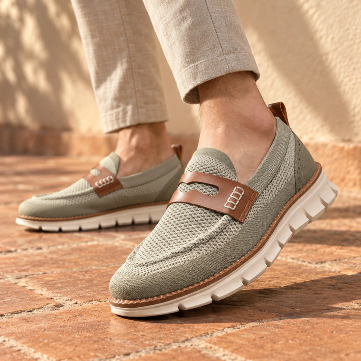 Aidan Orthopedic Mesh Penny Loafer Sneakers - Khaki