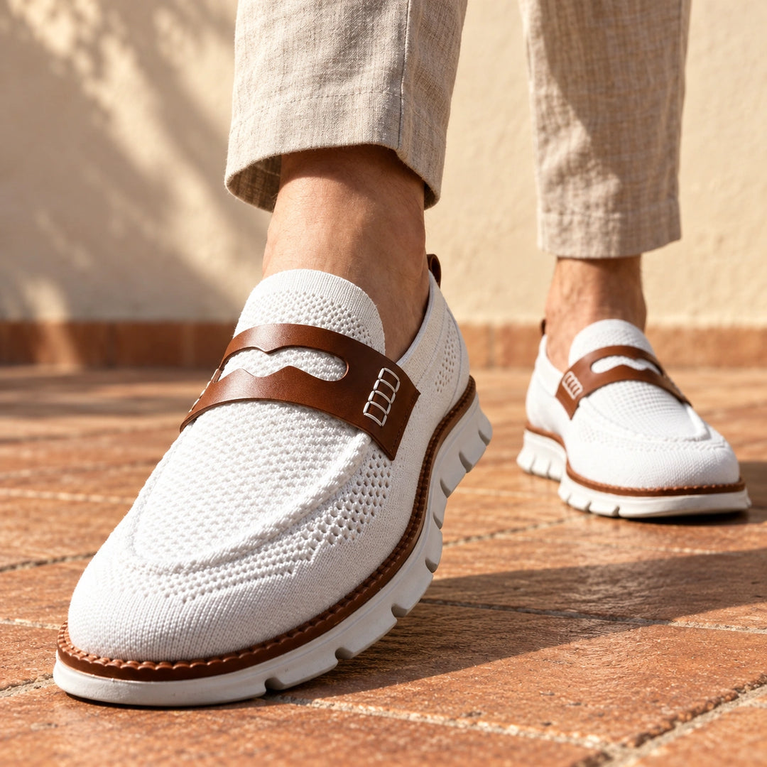 Aidan Orthopedic Mesh Penny Loafer Sneakers - White