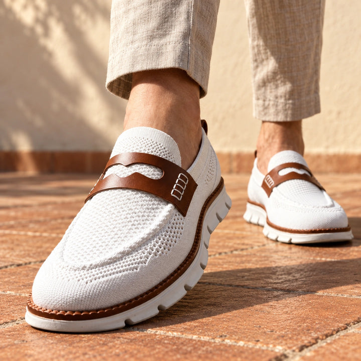 Aidan Orthopedic Mesh Penny Loafer Sneakers - White