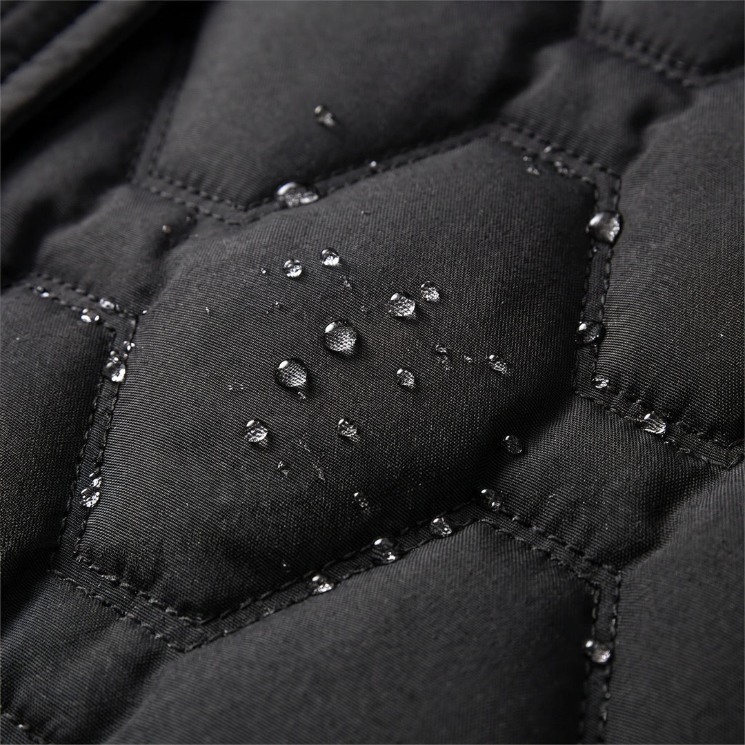 Aileen Waterproof Down Quilted Hooded Long Coat - Black