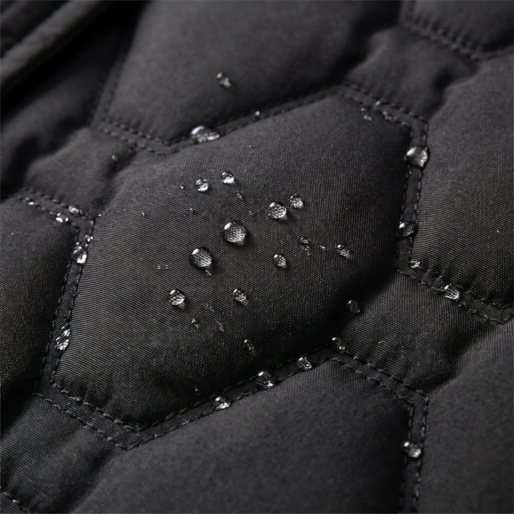 Aileen Waterproof Down Quilted Hooded Long Coat - Black