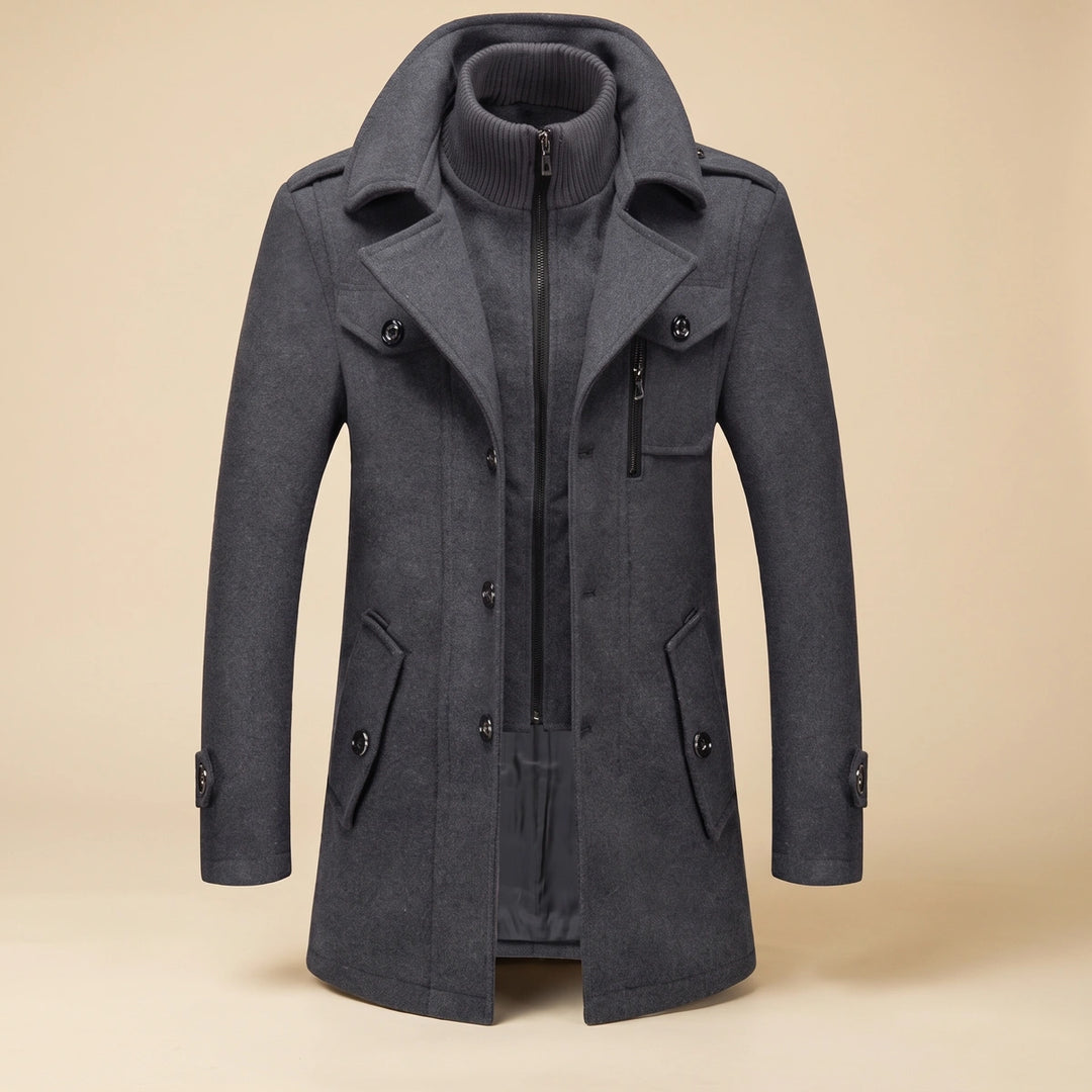 Alec Wool Blend Double Layer Zip Bib Coat - Gray