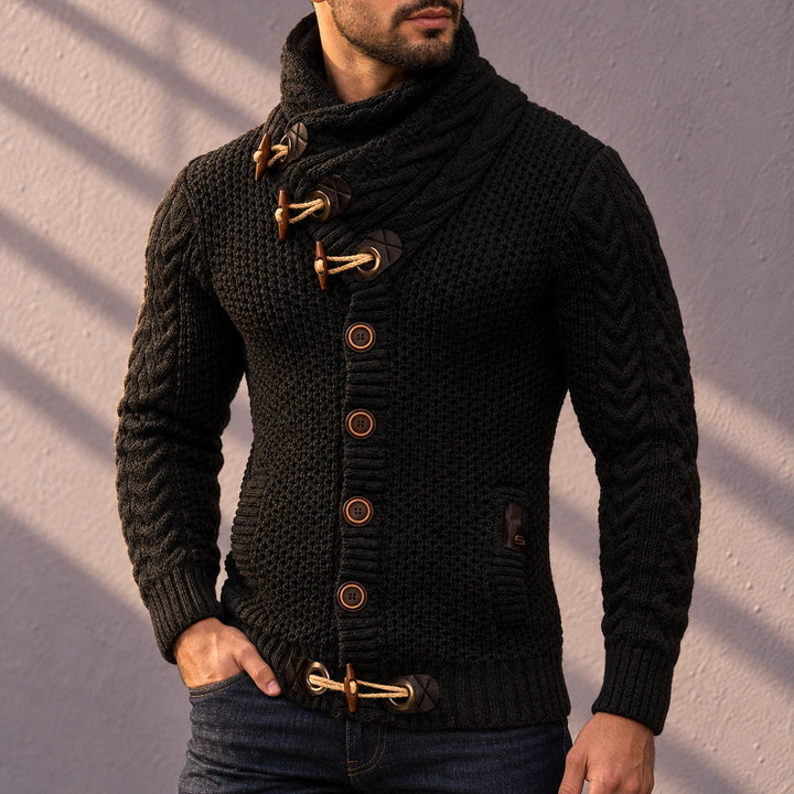 Alexander Toggle Shawl Collar Cable Knit Cardigan - Black