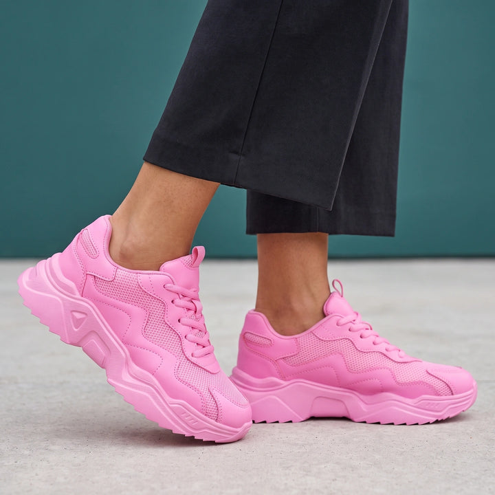Althea Breathable Mesh Arch Support Chunky Sneakers - Pink