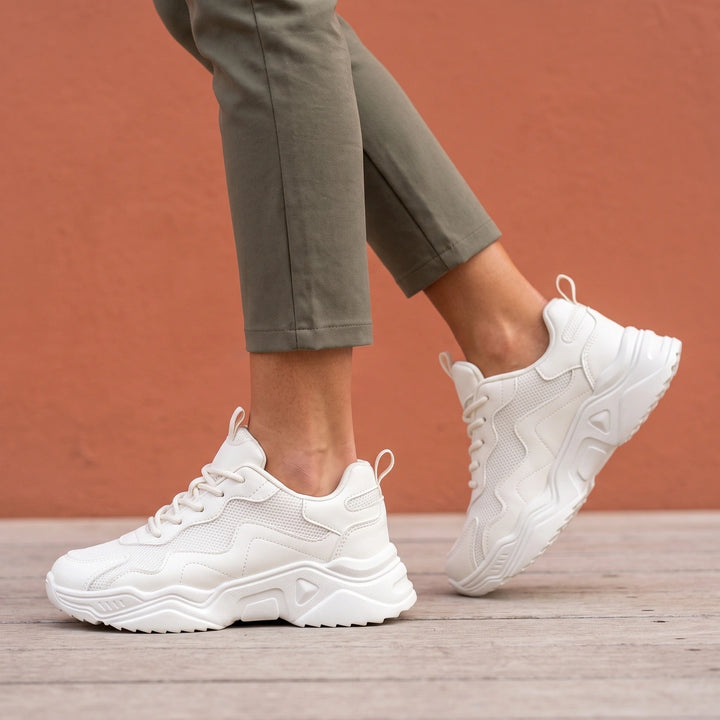 Althea Breathable Mesh Arch Support Chunky Sneakers - White
