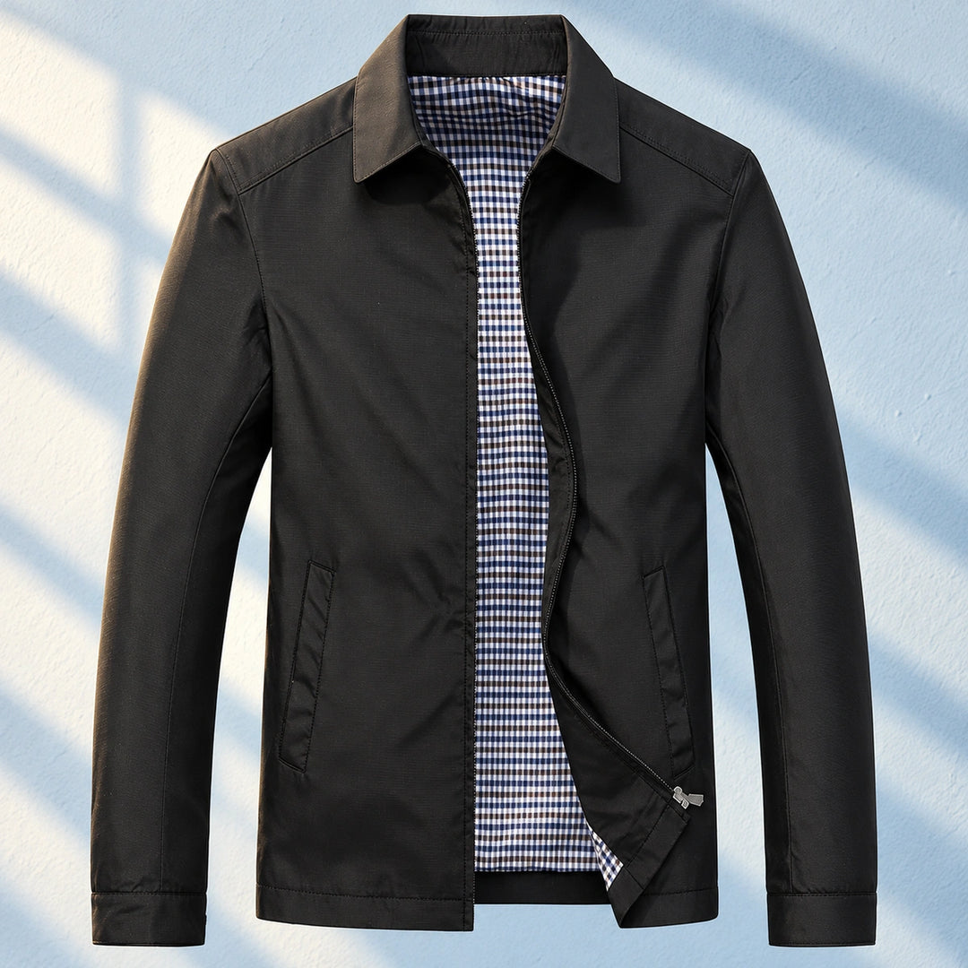 Anthony Plaid Lined Point Collar Zip Jacket - Black