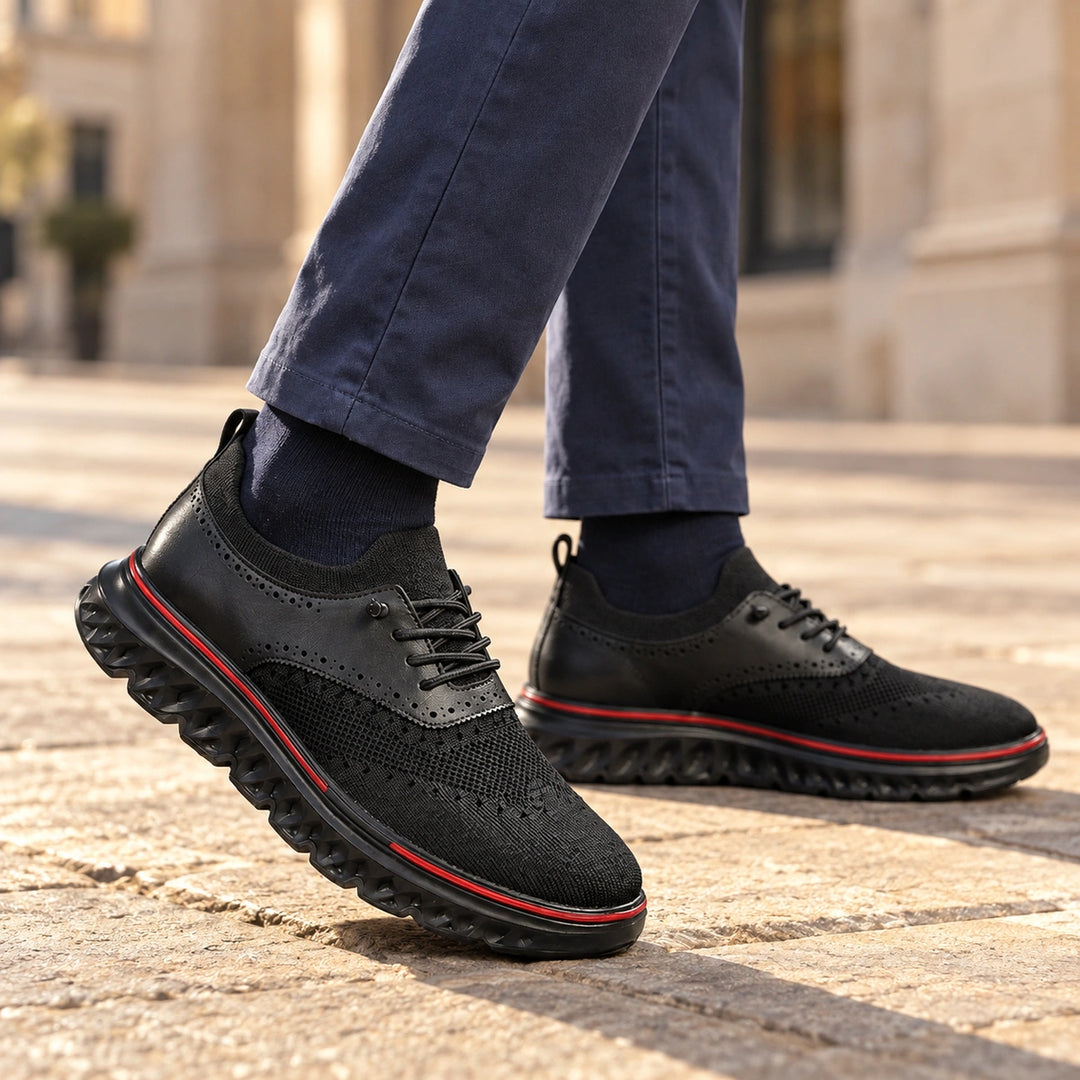 Arvo Knit Brogue Hybrid Dress Sneakers - Black
