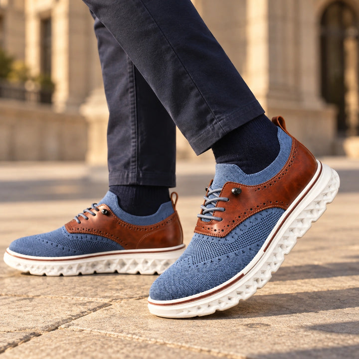 Arvo Knit Brogue Hybrid Dress Sneakers - Blue