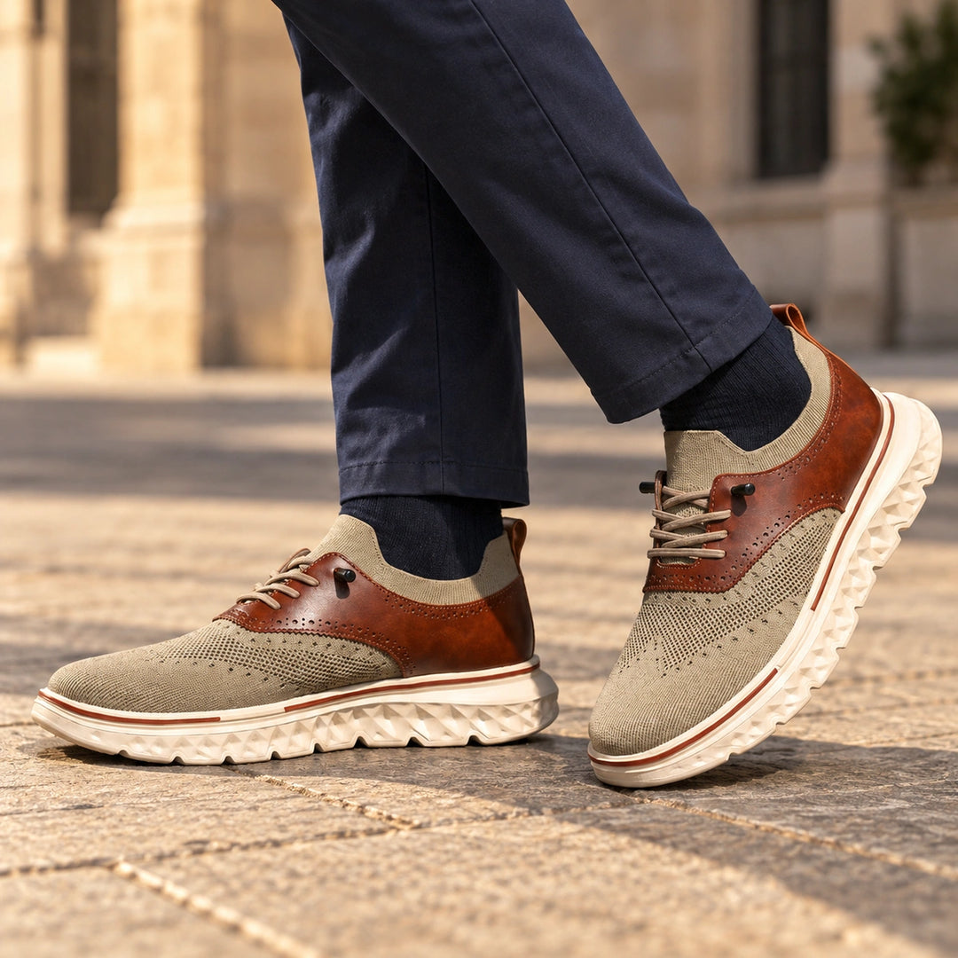Arvo Knit Brogue Hybrid Dress Sneakers - Khaki