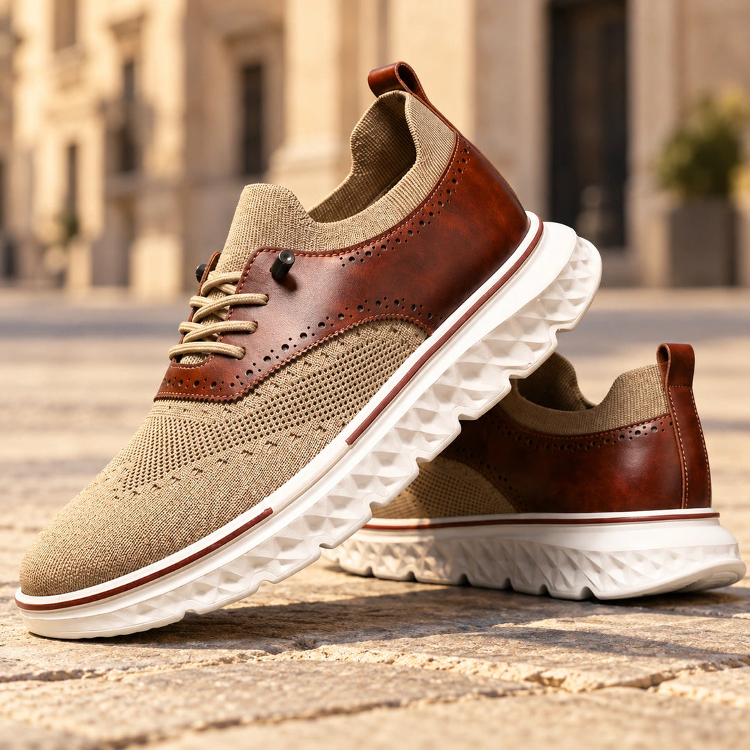 Arvo Knit Brogue Hybrid Dress Sneakers - Khaki