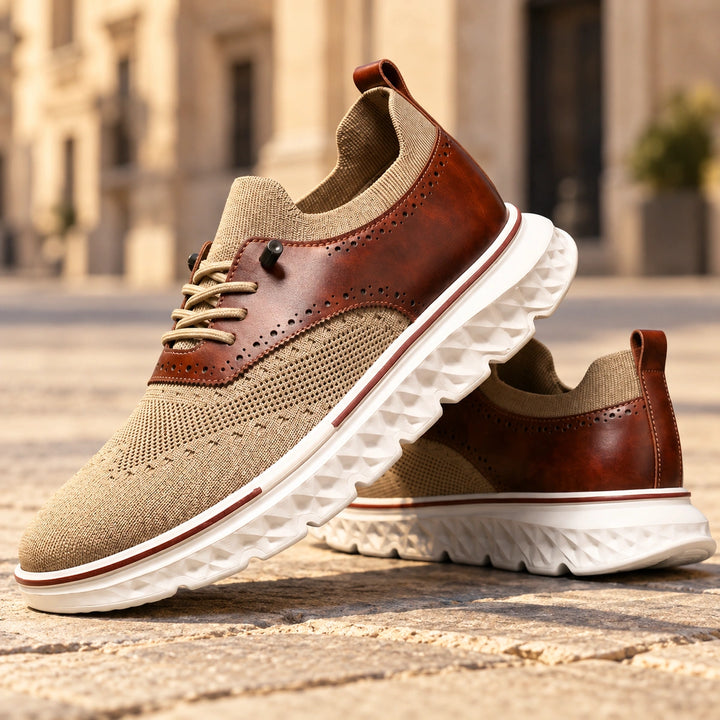 Arvo Knit Brogue Hybrid Dress Sneakers - Khaki