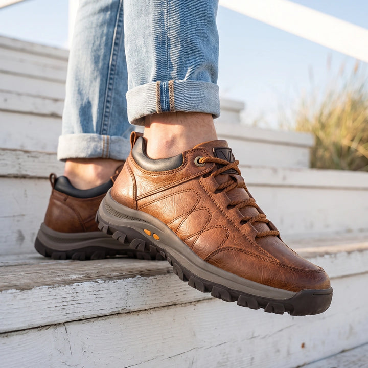 Augustin Leather Orthopedic Lugged Trail Shoes - Brown