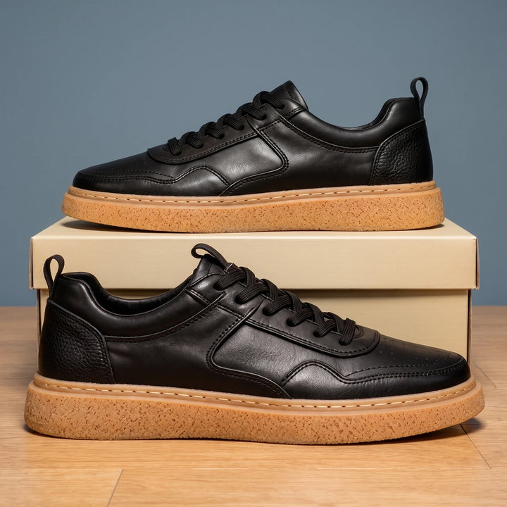 Brett Leather Suede Colorblock Crepe Sole Sneakers - Black