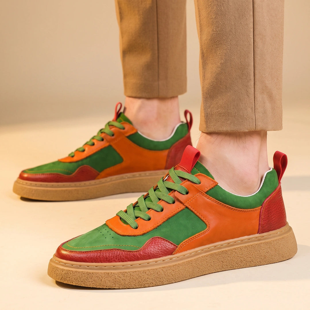 Brett Leather Suede Colorblock Crepe Sole Sneakers - Green