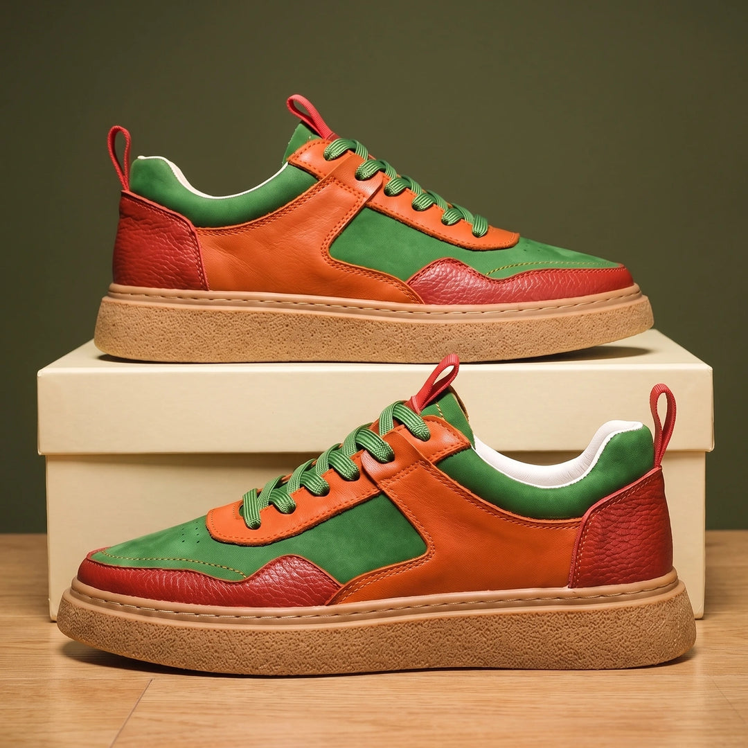 Brett Leather Suede Colorblock Crepe Sole Sneakers - Green