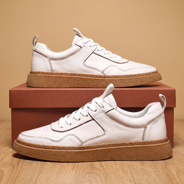 Brett Leather Suede Colorblock Crepe Sole Sneakers - White