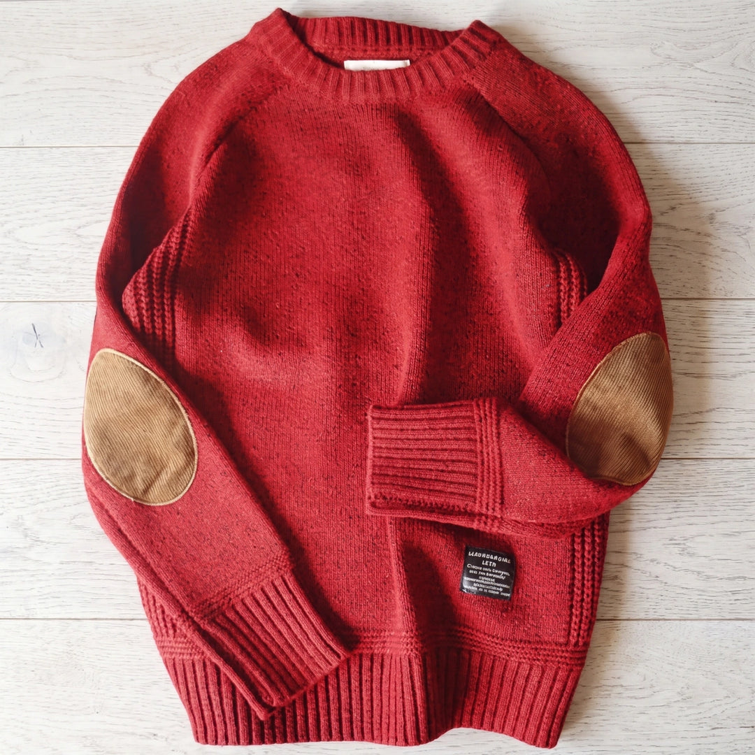 Bryant Cashmere Blend Elbow Patch Crew Sweater - Red