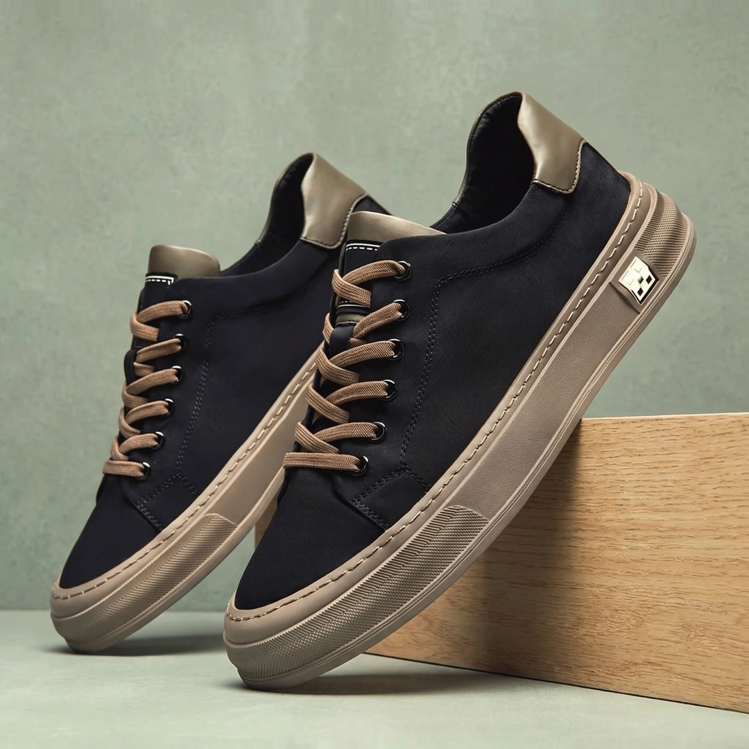 Caleb Canvas Cushioned Low Top Sneakers - Obsidian Black