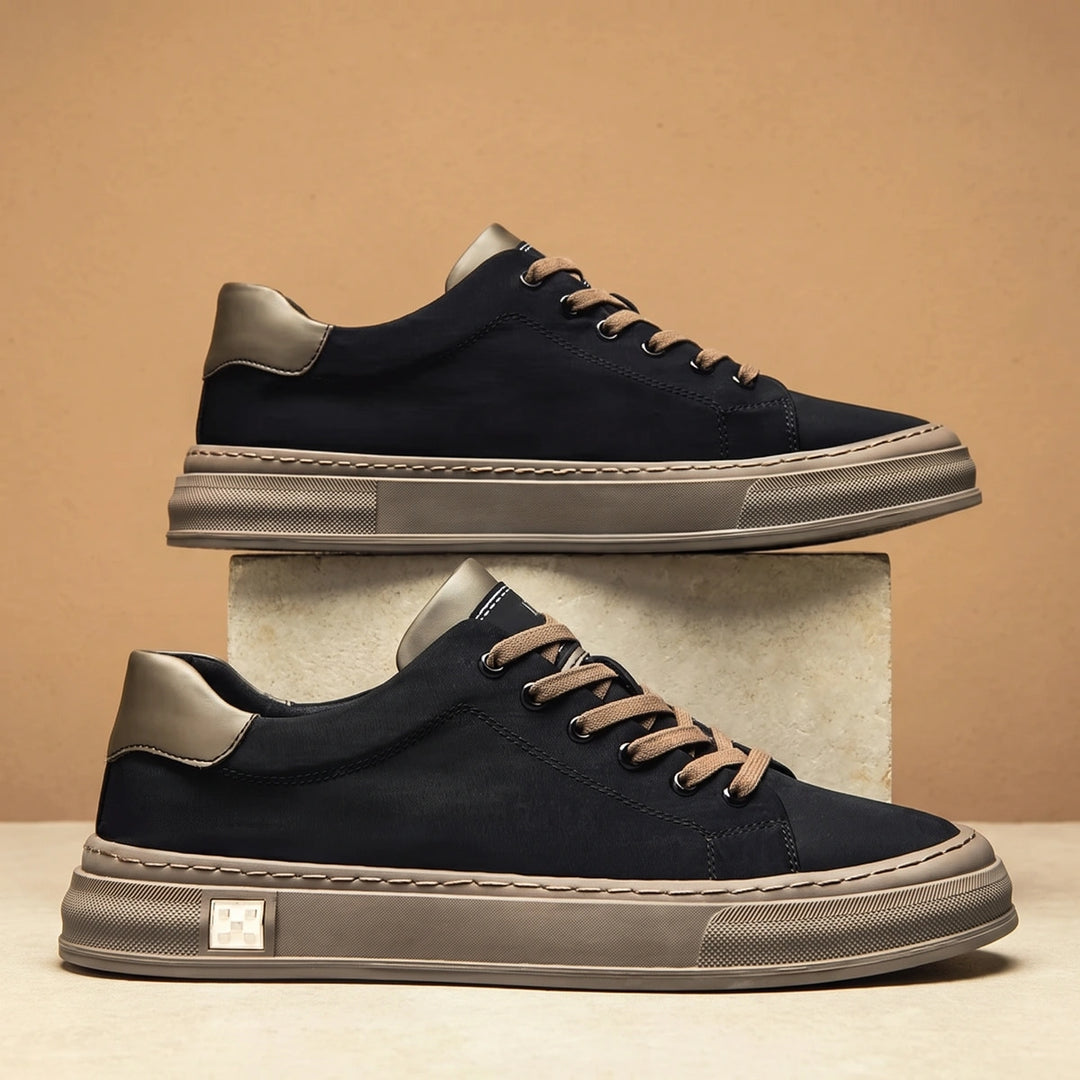 Caleb Canvas Cushioned Low Top Sneakers - Obsidian Black