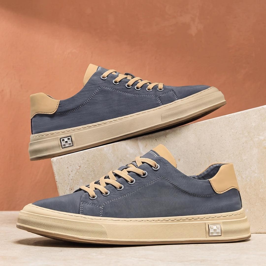 Caleb Canvas Cushioned Low Top Sneakers - Ocean Mist