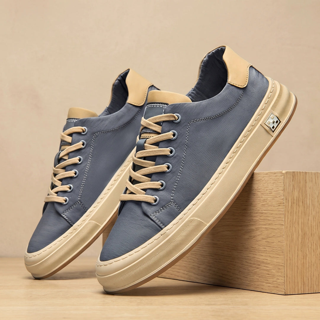 Caleb Canvas Cushioned Low Top Sneakers - Ocean Mist