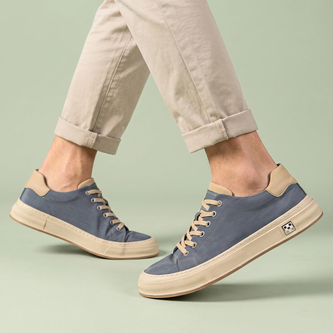 Caleb Canvas Cushioned Low Top Sneakers - Ocean Mist