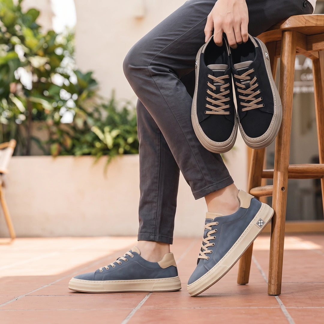 Caleb Canvas Cushioned Low Top Sneakers - Ocean Mist