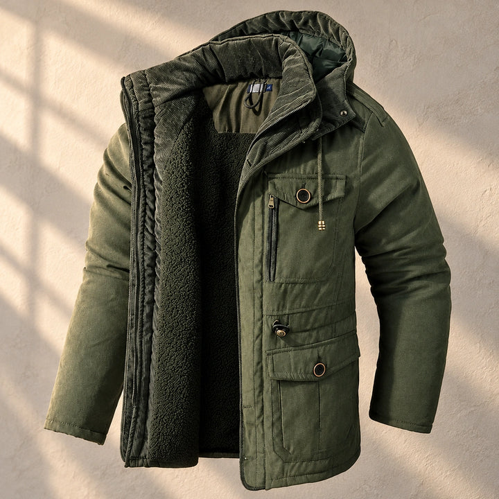 Carl Sherpa Lined Hooded Utility Parka - Army Green