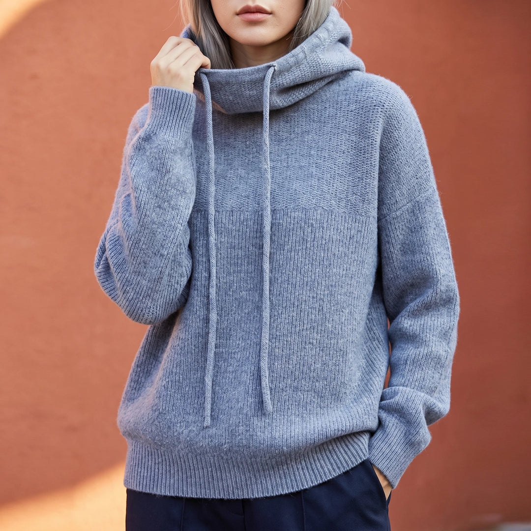 Dagny Oversized Wool Blend Hooded Pullover Sweater - Gray