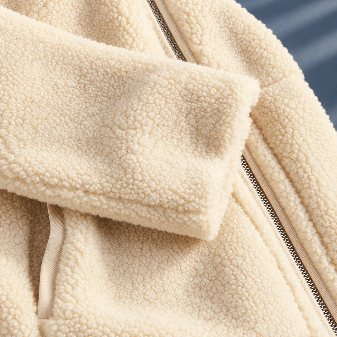 Dawn Plush Teddy Hooded Zip Jacket - White