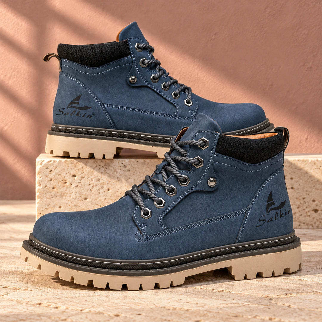 Derek Suede Lug Sole Lace Up Boots - Blue