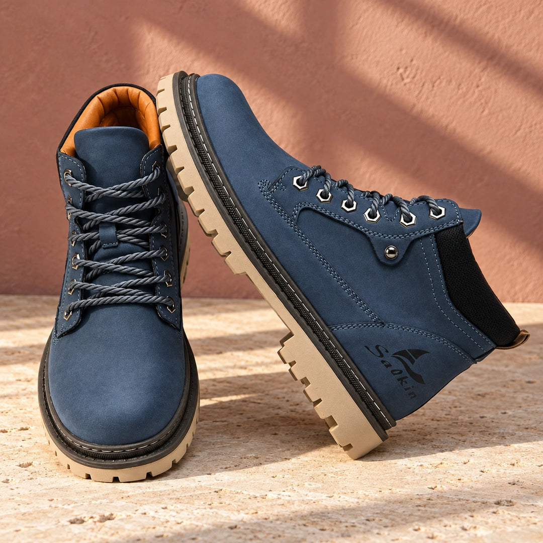 Derek Suede Lug Sole Lace Up Boots - Blue