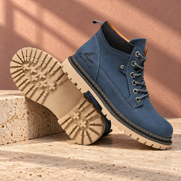Derek Suede Lug Sole Lace Up Boots - Blue