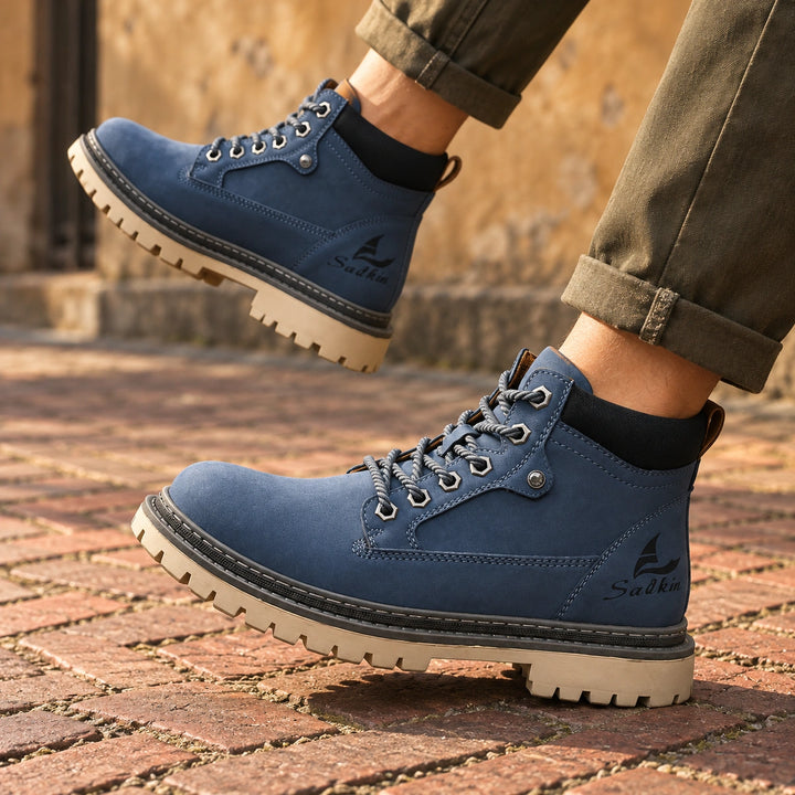 Derek Suede Lug Sole Lace Up Boots - Blue