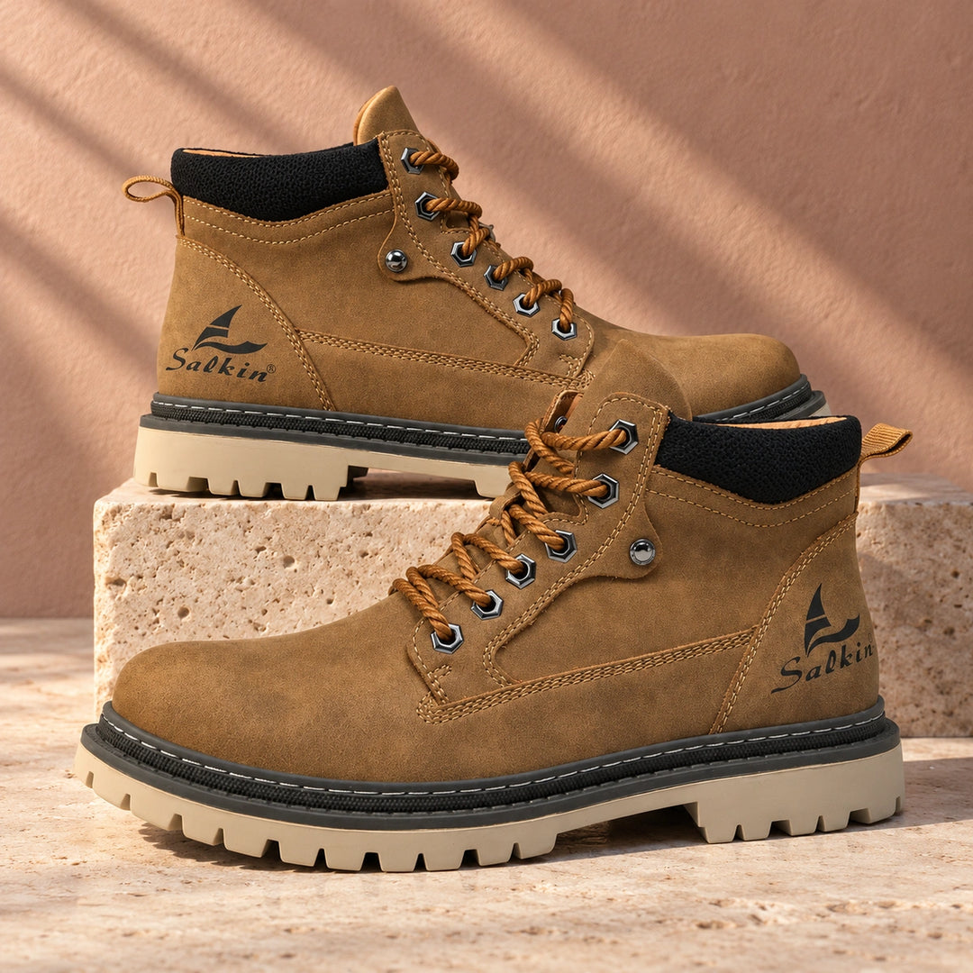 Derek Suede Lug Sole Lace Up Boots - Brown