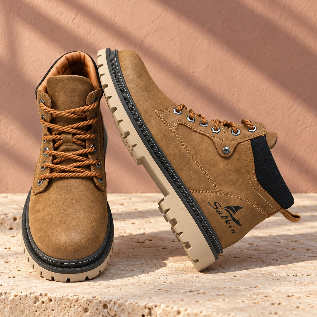 Derek Suede Lug Sole Lace Up Boots - Brown