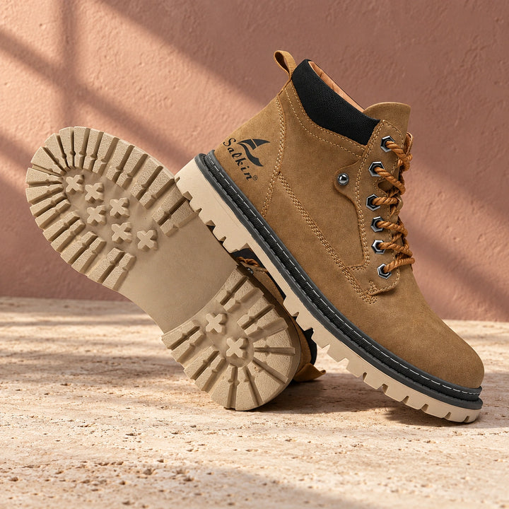 Derek Suede Lug Sole Lace Up Boots - Brown