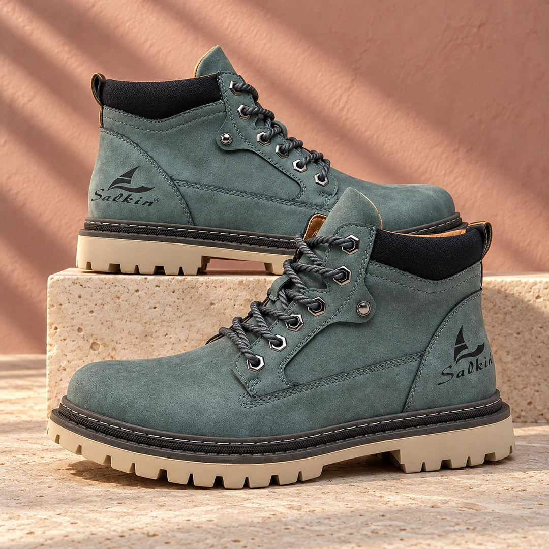 Derek Suede Lug Sole Lace Up Boots - Green
