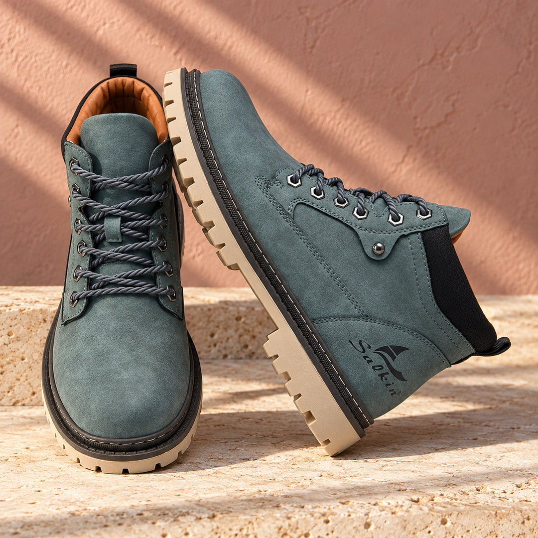 Derek Suede Lug Sole Lace Up Boots - Green
