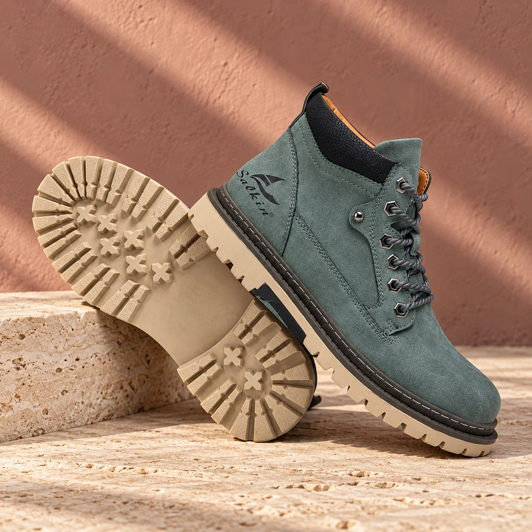 Derek Suede Lug Sole Lace Up Boots - Green