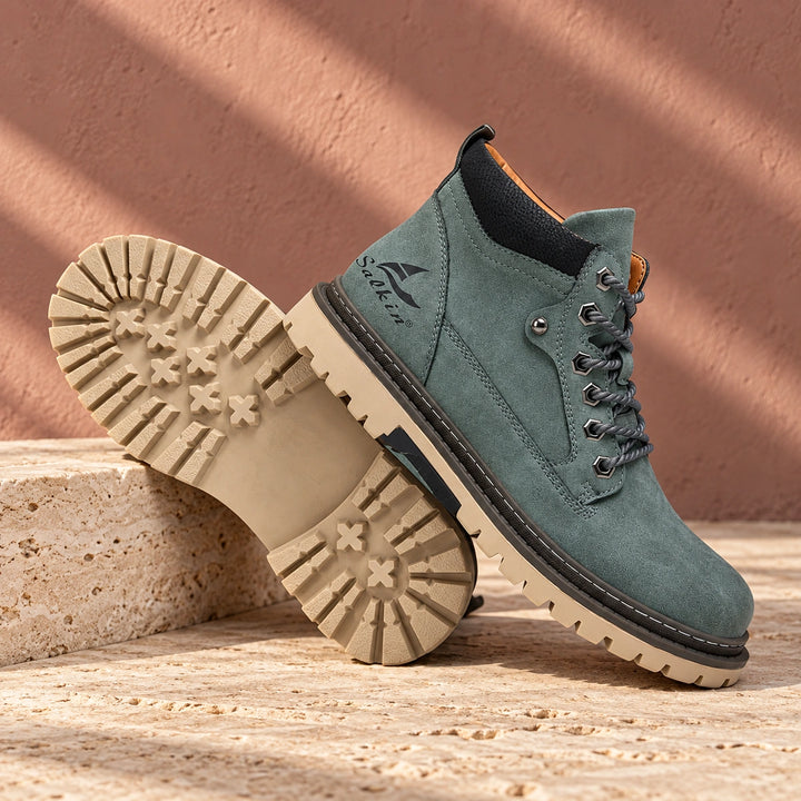 Derek Suede Lug Sole Lace Up Boots - Green