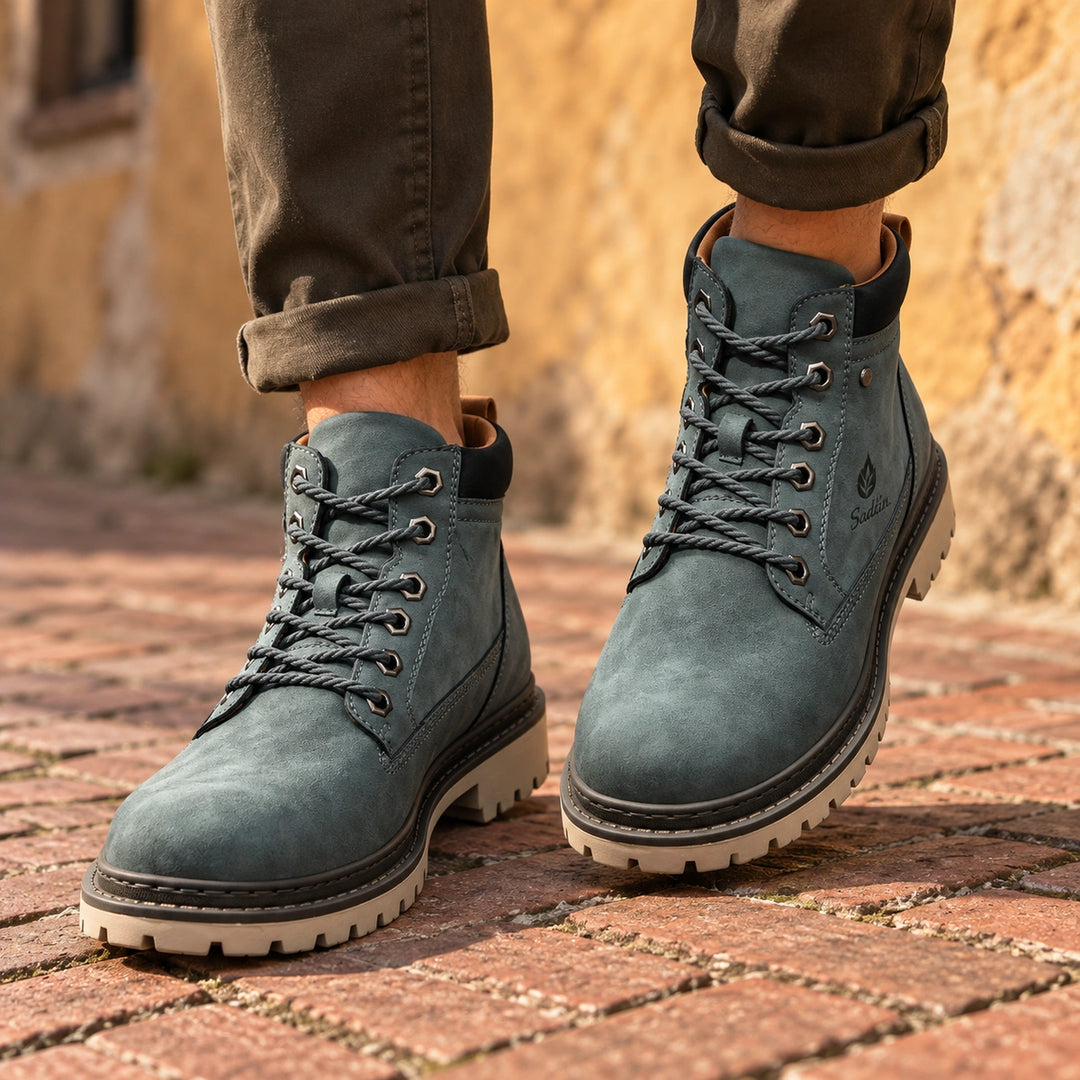 Derek Suede Lug Sole Lace Up Boots - Green