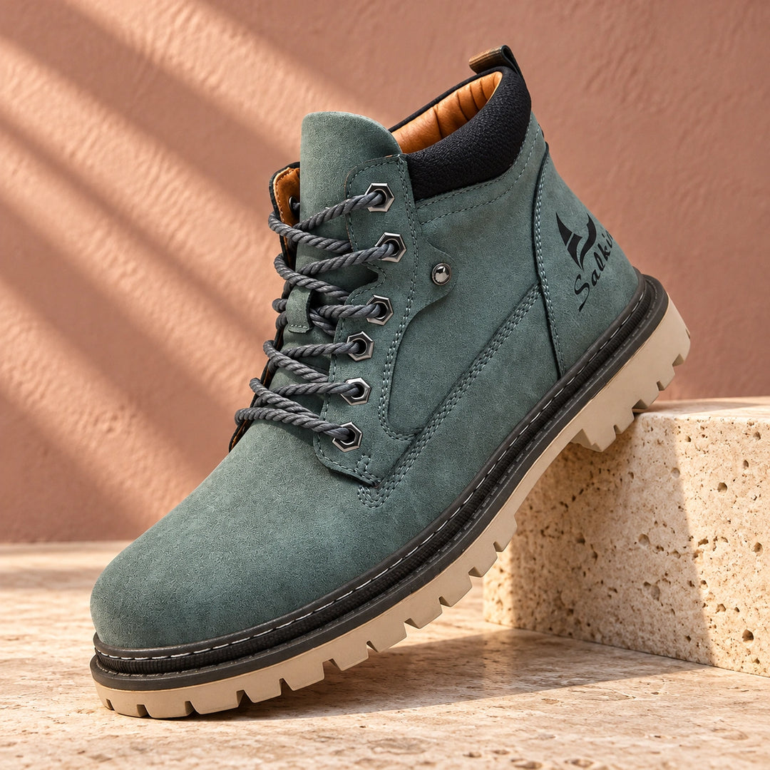 Derek Suede Lug Sole Lace Up Boots - Green