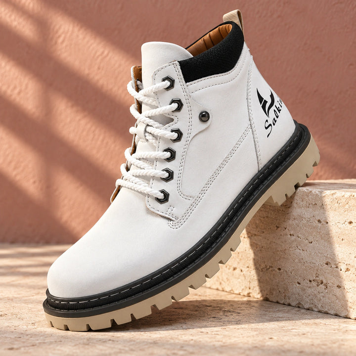 Derek Suede Lug Sole Lace Up Boots - White