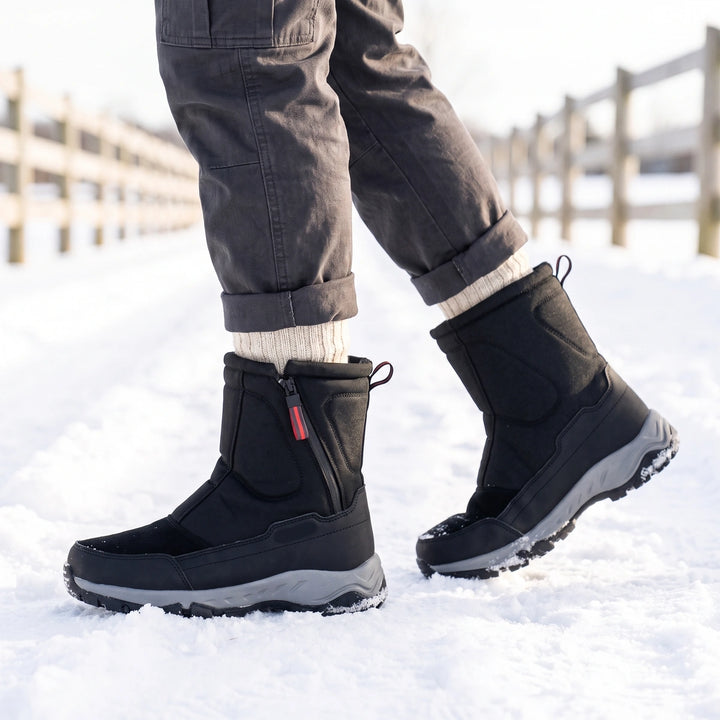 Dermot Insulated Zip Up Non Slip Winter Ankle Boots - Black