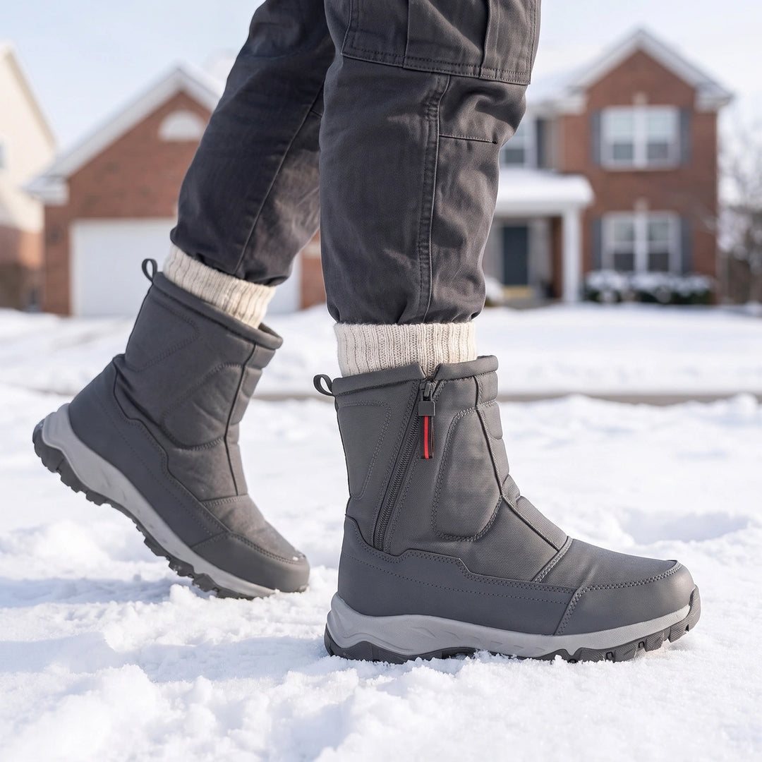 Dermot Insulated Zip Up Non Slip Winter Ankle Boots - Gray
