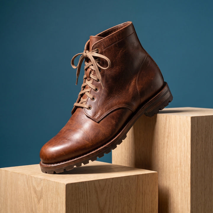 Dominic Lace Up Lug Sole Ankle Boots - Brown