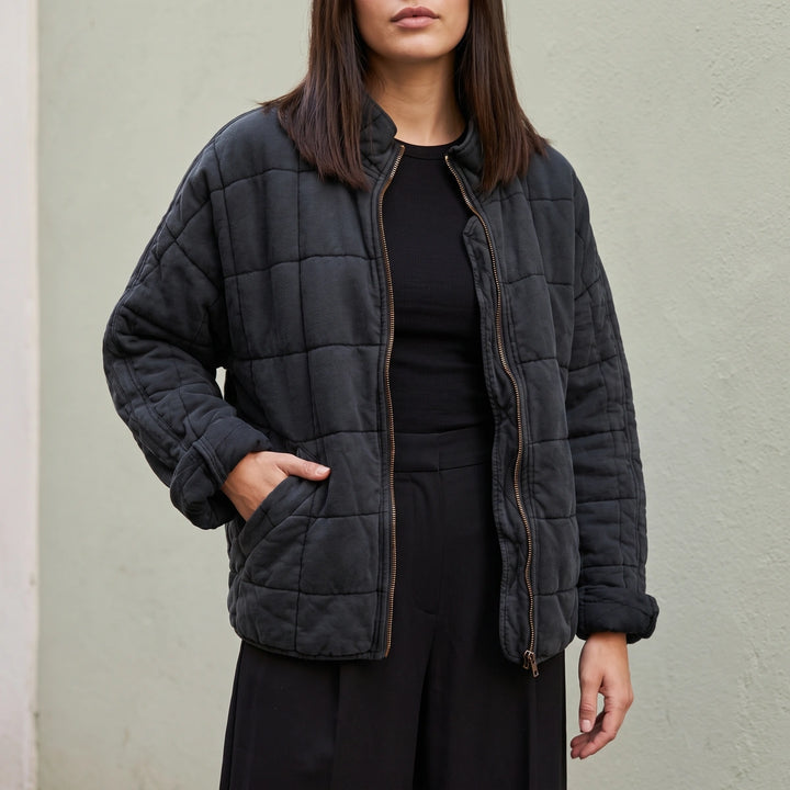 Elettra Lightweight Quilted Zip Jacket - Black